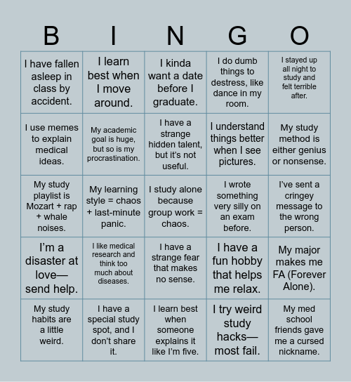 First Day Bingo Card