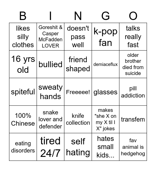 how much in common w/ June Roost (OC) Bingo Card