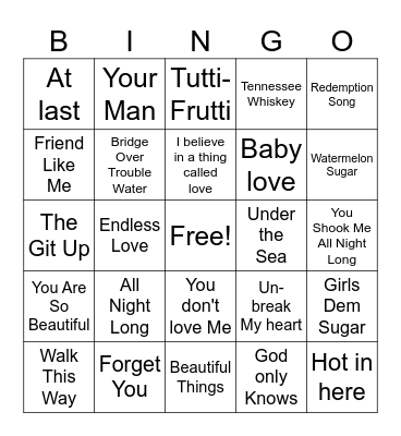 Music AM7 Heating Up Bingo Card