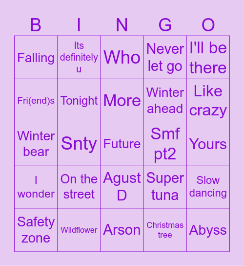 Jungkook97era Bingo Card