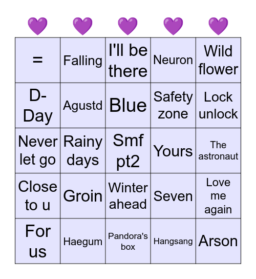 V_ictory7 Bingo Card