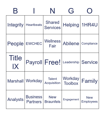 HR Connect BINGO Card