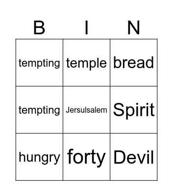 Jesus in the Desert Bingo Card