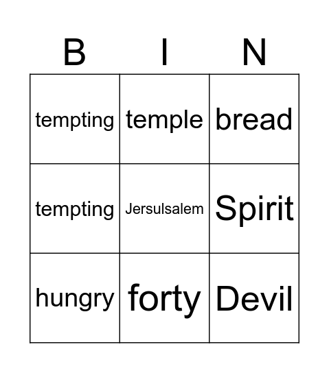 Jesus in the Desert Bingo Card