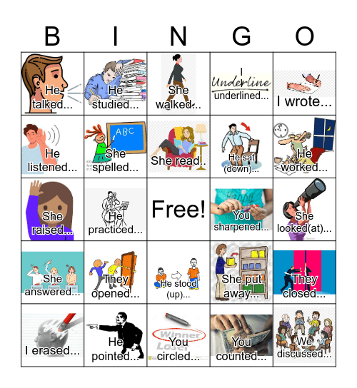 Simple past Bingo 2 Bingo Card