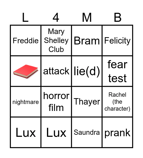 The Mary Shelley Club Bingo Card