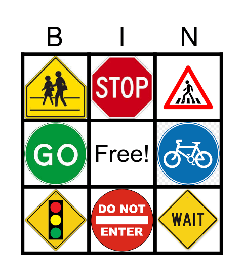 Road Sign Bingo Card