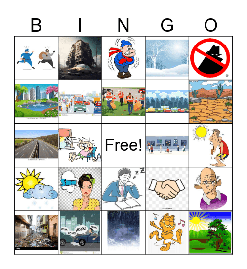 town/city adjectives--images only Bingo Card