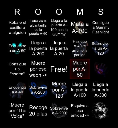 Rooms & Doors Bingo Card