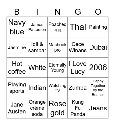 Shanti Birthday Bingo Trivia! Bingo Card