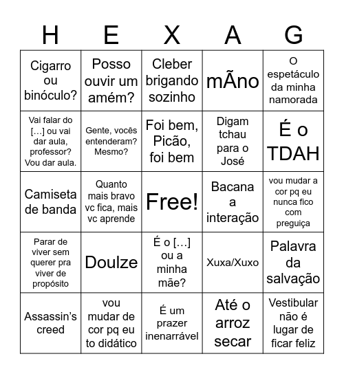 Bingo semanal Hexager Bingo Card