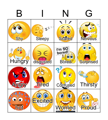 Feelings Bingo Card