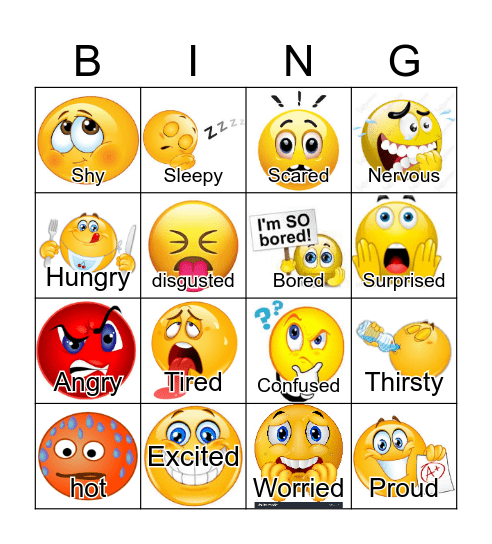 Feelings Bingo Card