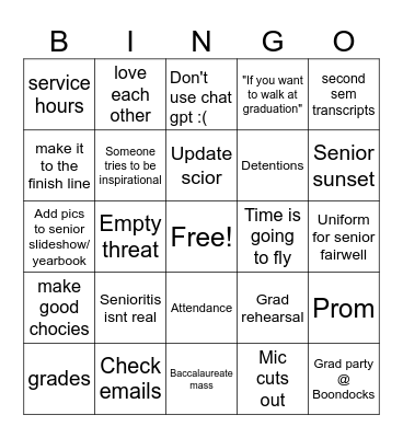 Senior bye bye bingo Card