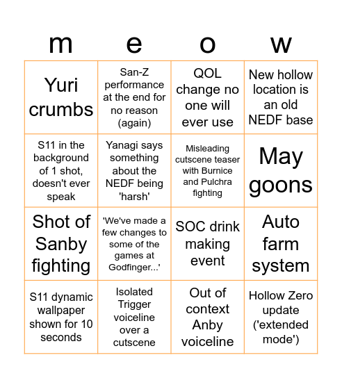 1.6 Livestream (YAY) Bingo Card