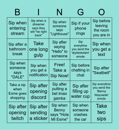 Hydration Bingo 🧋 Bingo Card
