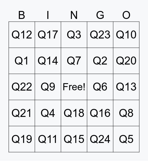 Icebreaker Bingo Card