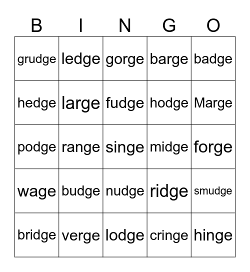 dge vs ge Bingo Card