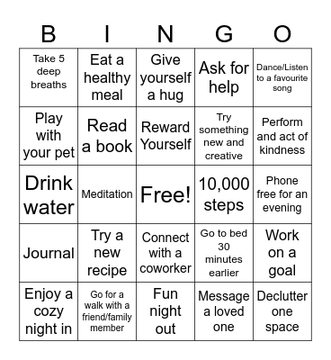 Wellness BINGO Card