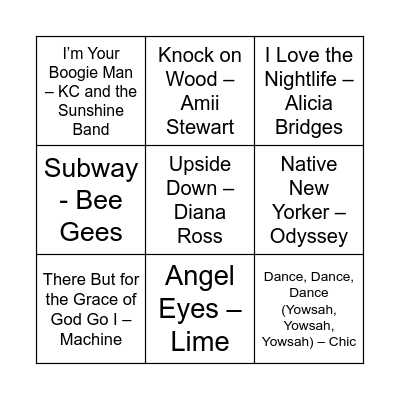 Game Three Bingo Card