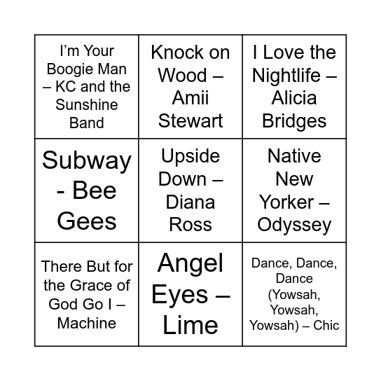 Game Three Bingo Card