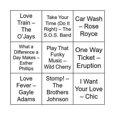 Game Five Bingo Card