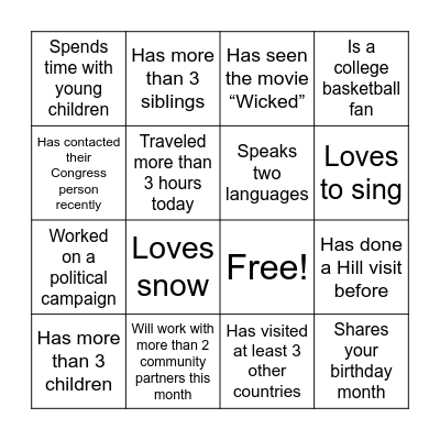 Find Someone Who... Bingo Card