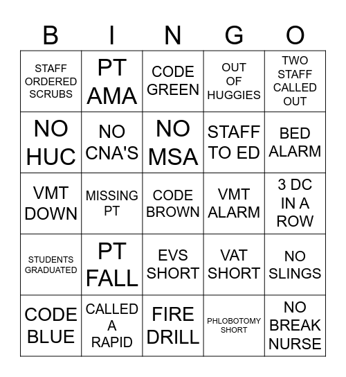 10A MONTHLY BINGO Card
