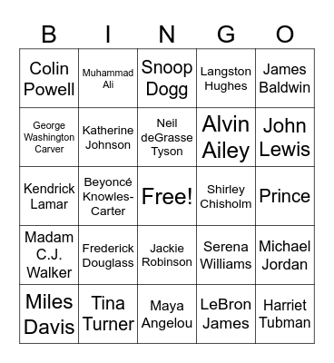 Black History Bingo Card