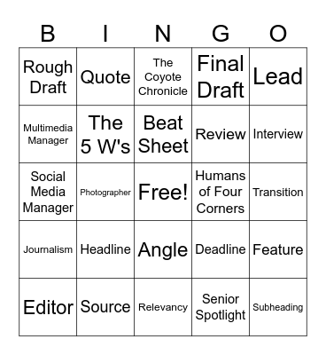 How Much Do You Know About Journalism? Bingo Card