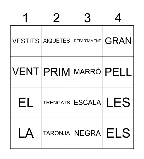 BINGO GRAMATICAL Bingo Card