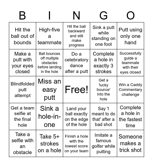 Whimsical Mini-Golf Cup Bingo Card