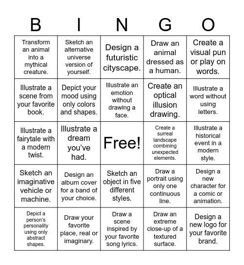 Youth Art Month Bingo Card