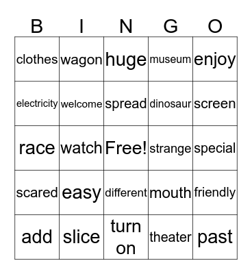 Easy Time to Read 2 1-4 Bingo Card