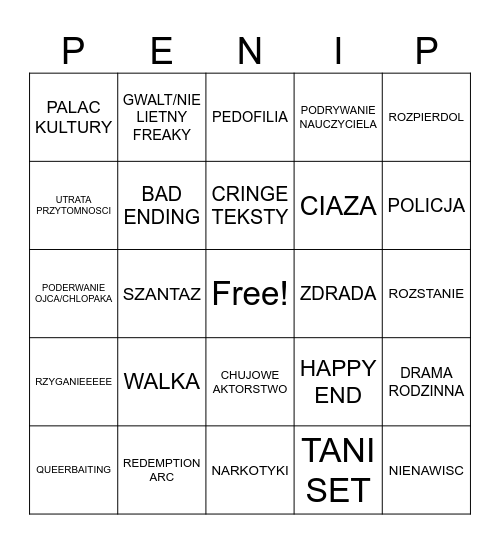 UKRYTA PRAWDA Bingo Card