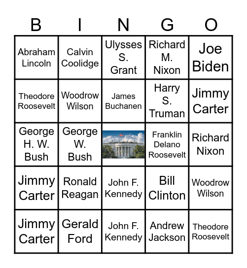 Presidential Trivia Bingo Card
