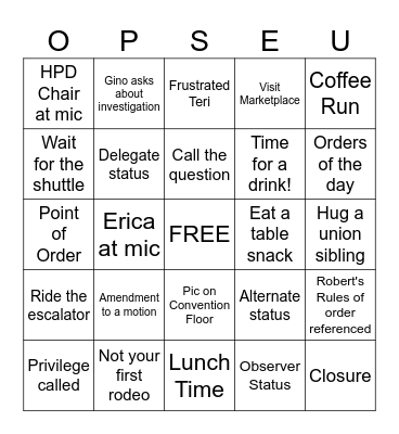 Convention 2025 BINGO Card