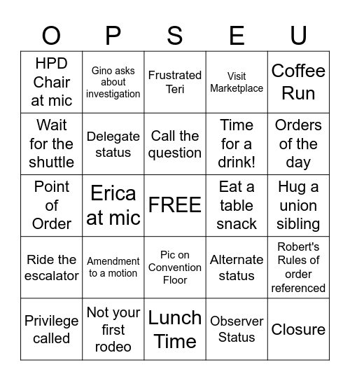 Convention 2025 BINGO Card