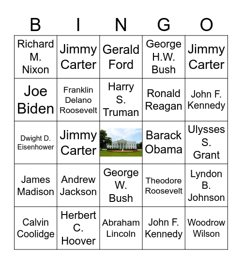 Presidential Trivia Bingo Card