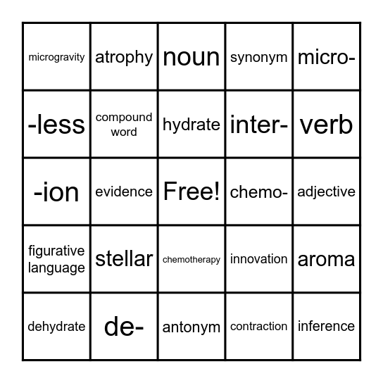 Stellar-Tasting Space Food Bingo Card