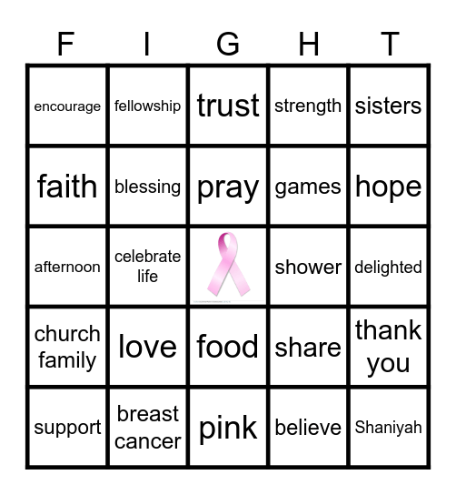 Pretty In Pink Bingo Card
