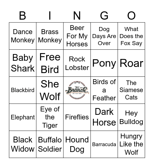 Animal Songs Bingo Card