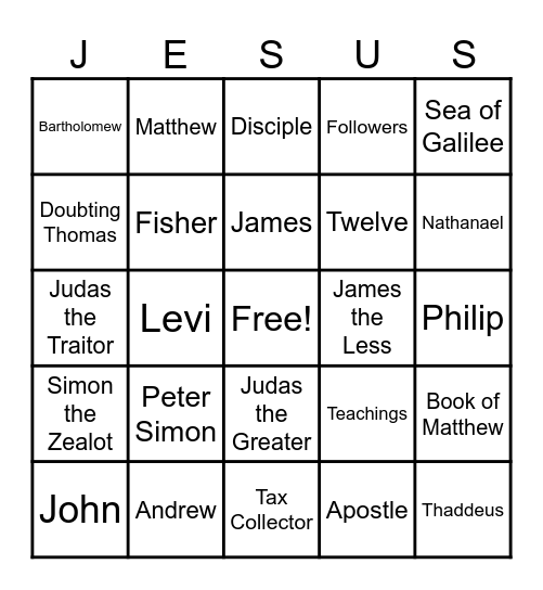 The Chosen Dozen Bingo Card