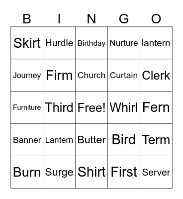 Elise's Bingo Card
