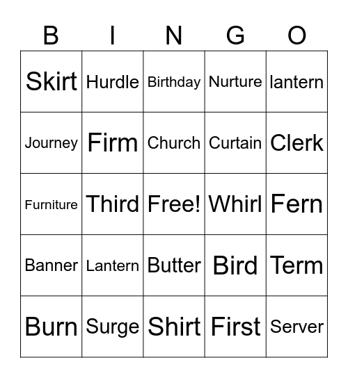 Elise's Bingo Card