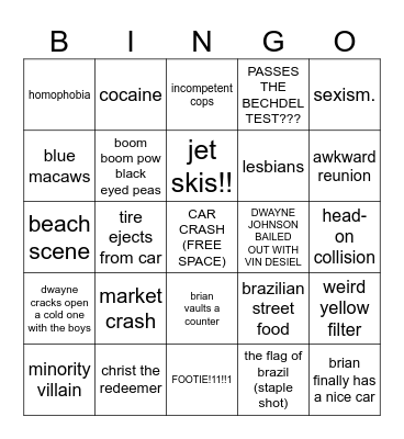 Fast Five Bingo Card