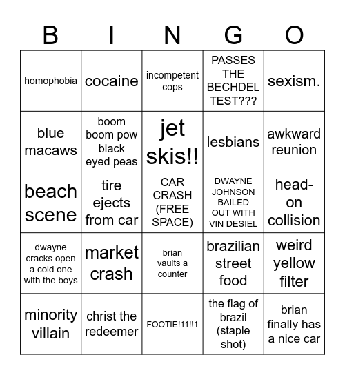 Fast Five Bingo Card