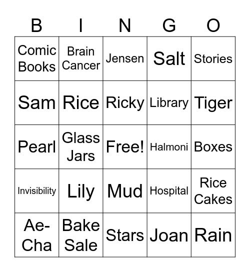 When You Trap a Tiger Bingo Card