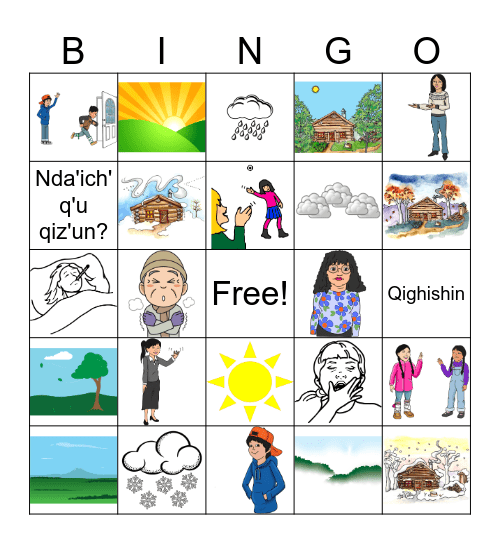 Weather/Seasons/Greeting Bingo Card