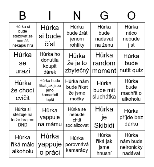Hůrka BINGO Card